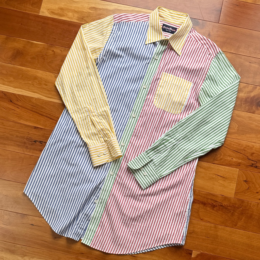Rowing Blazers Oxford Stripe Patchwork Button-Up Dress - Multi